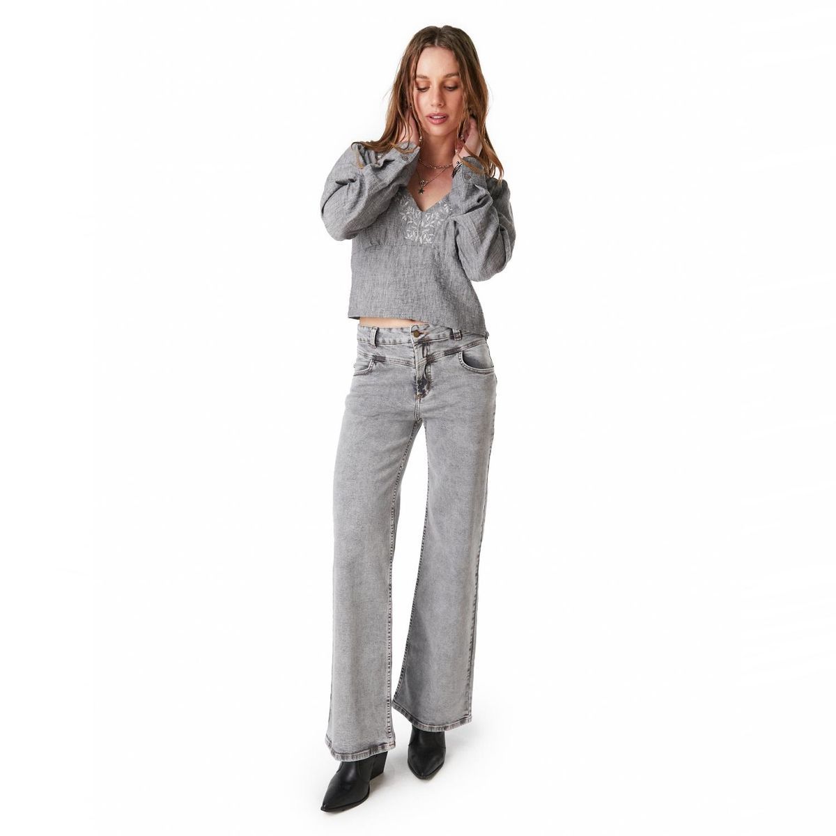EFESIS - Jeans Wide Leg Tiro Medio Mujer Efesis
