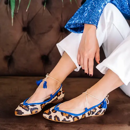 DE FLORES Y FLOREROS - Ballerina Mujer Cuero Animal Print Dfyf