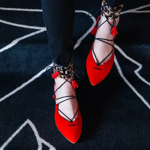 DE FLORES Y FLOREROS - Ballerina Mujer Cuero Rojo Dfyf