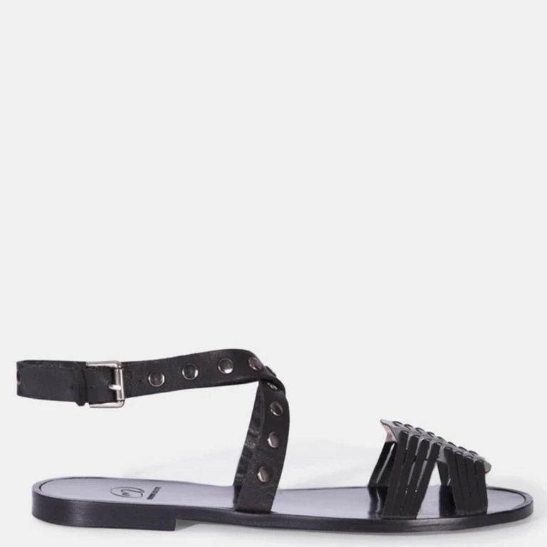 MICUIR Sandalia Mujer Cuero Negro