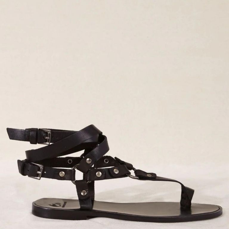 MICUIR Sandalia Mujer Cuero Negro