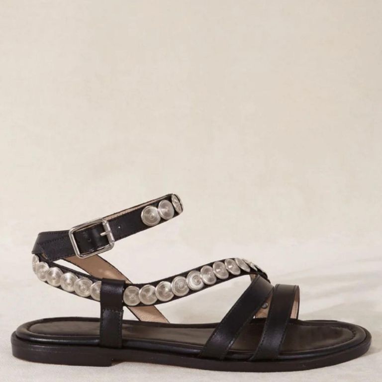MICUIR Sandalia Mujer Cuero Negro