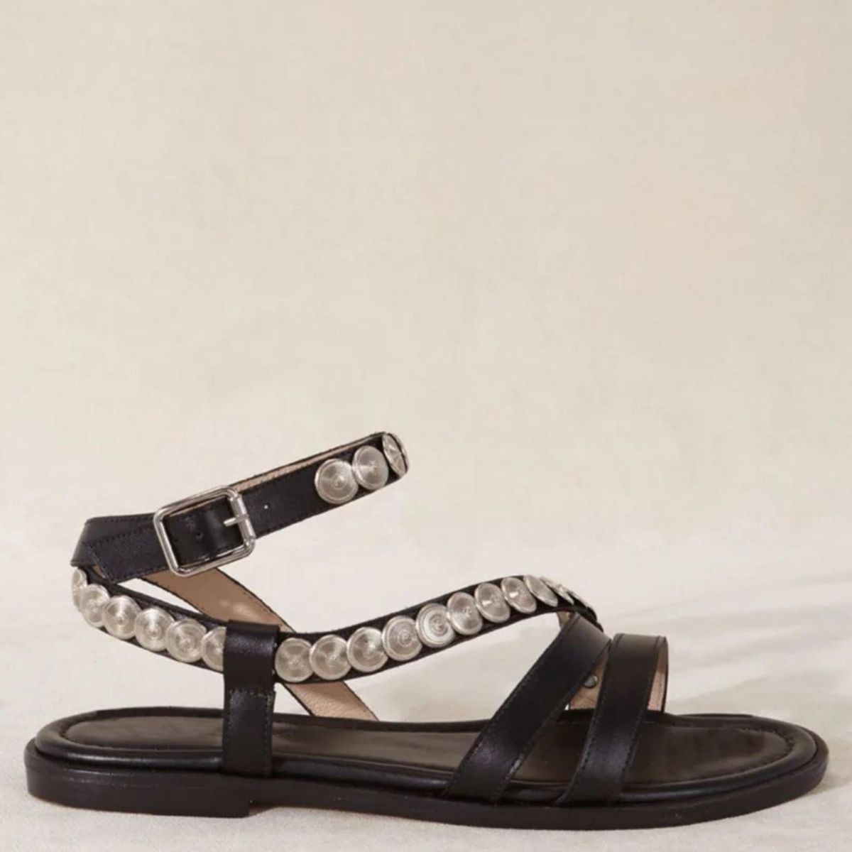 MICUIR - Sandalia Mujer Cuero Negro Micuir