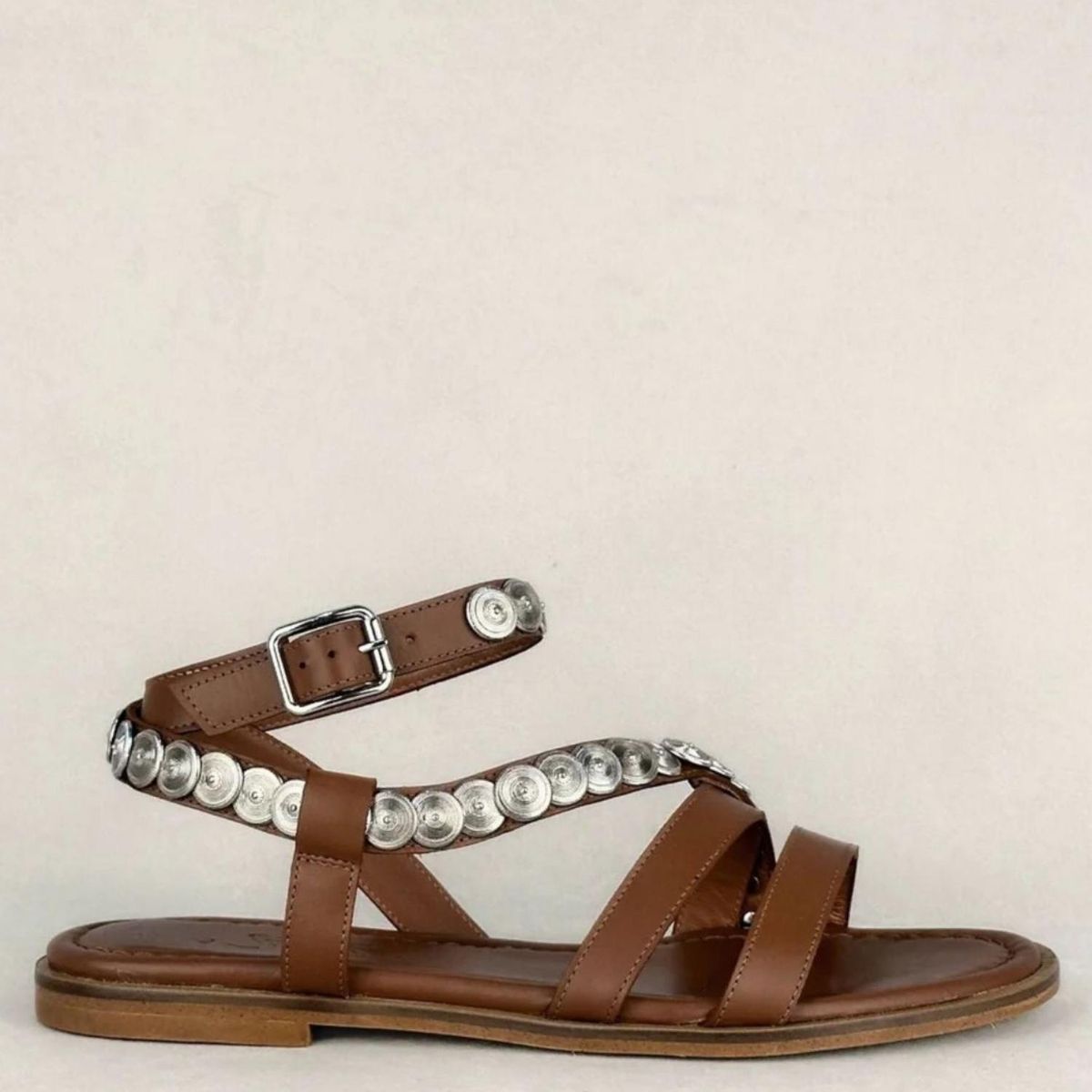 MICUIR - Sandalia Mujer Cuero Café Micuir