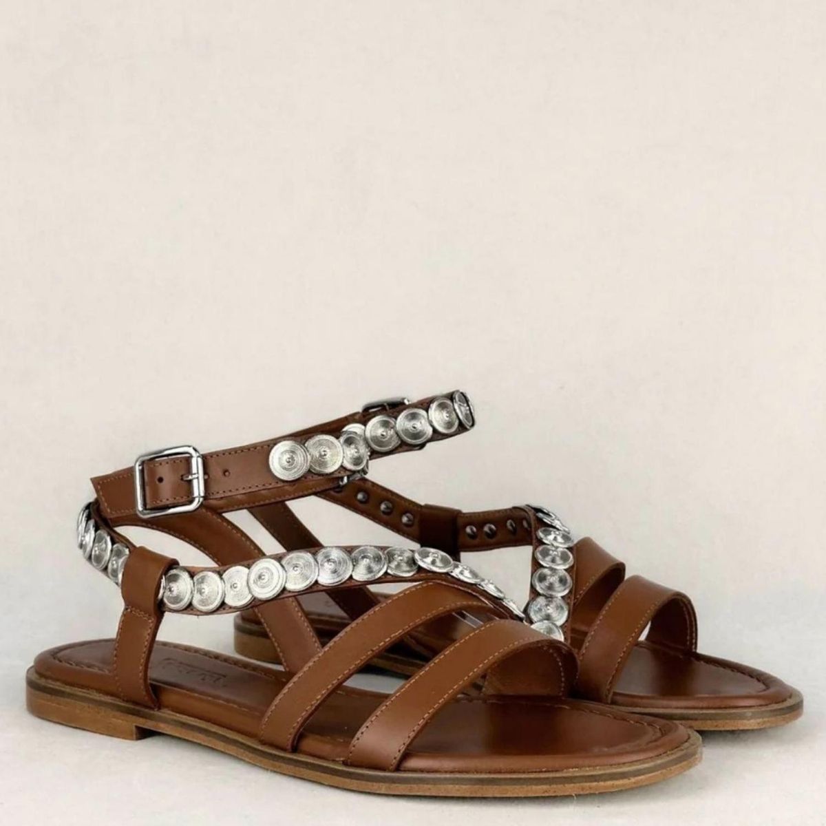 MICUIR - Sandalia Mujer Cuero Café Micuir