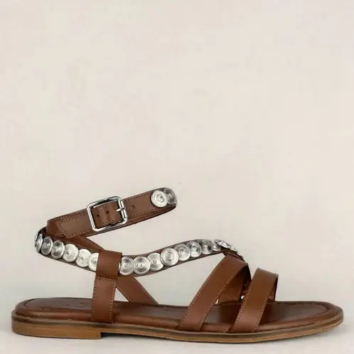 MICUIR - Sandalia Mujer Cuero Café