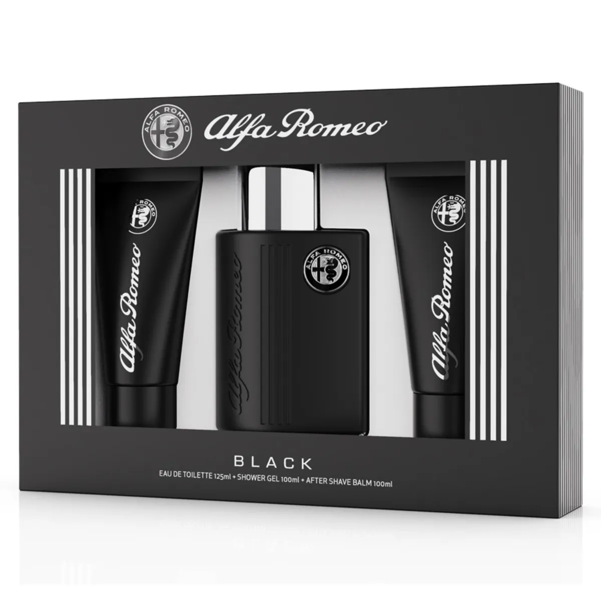 ALFA ROMEO - Set Perfume Alfa Romeo Black Eau de Toilette 125ml + After Shave Balm 100ml + Shower Gel 100ml