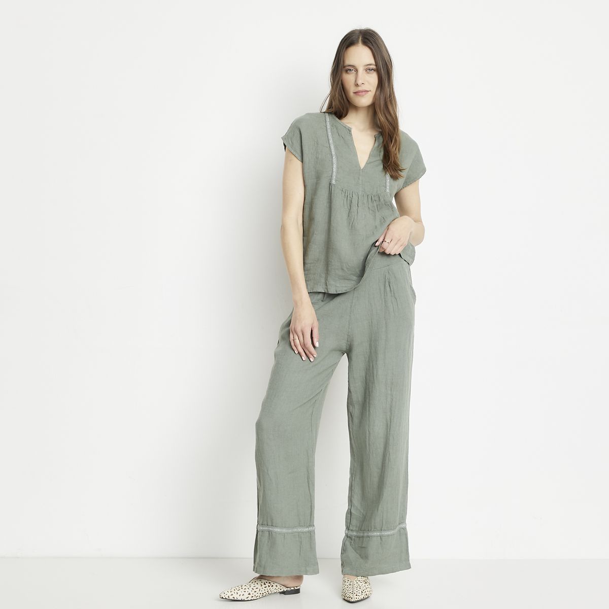 APOLOGY - Pantalón Lino Hecho en Italia Mujer Apology