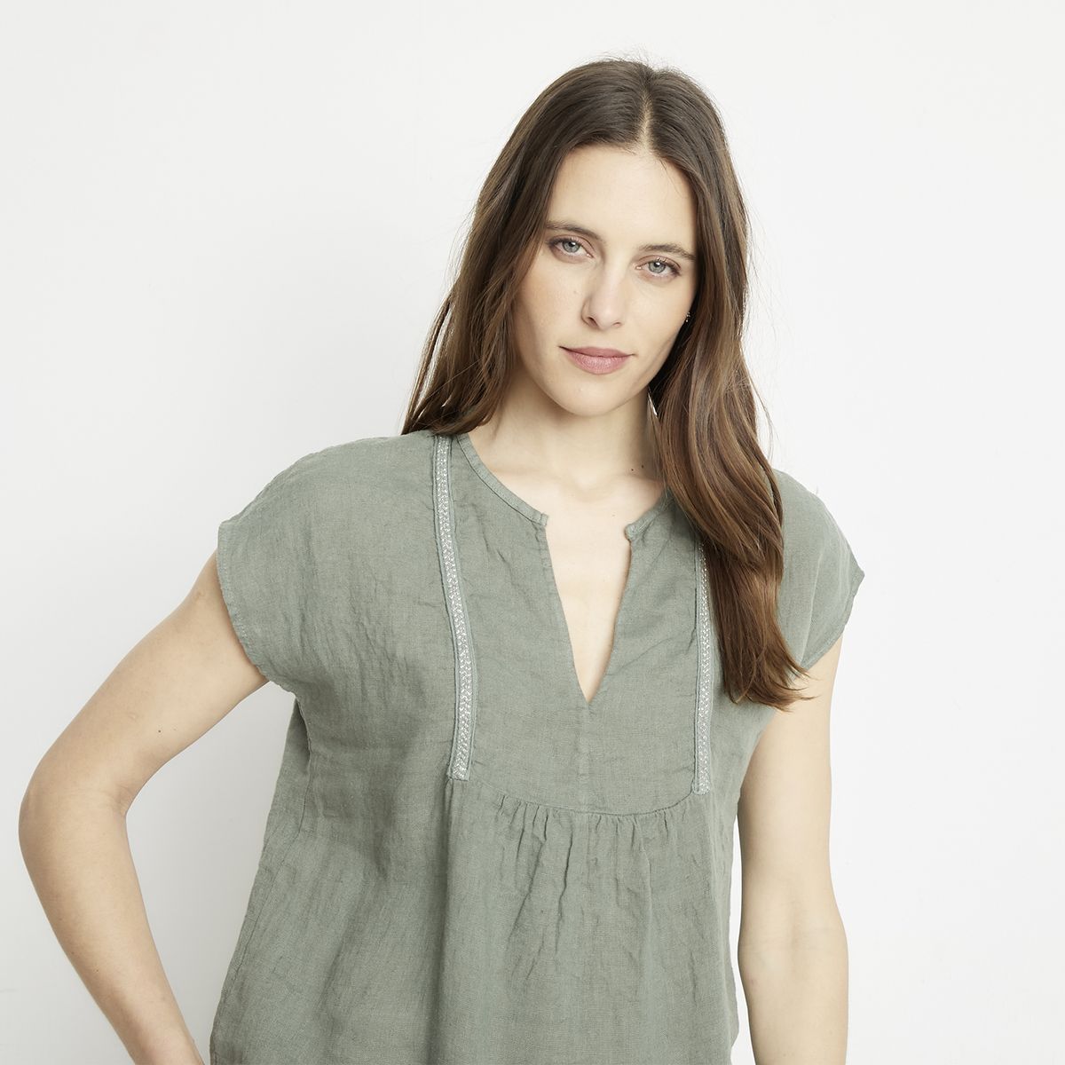 APOLOGY - Blusa Lino Hecha en Italia Mujer Apology