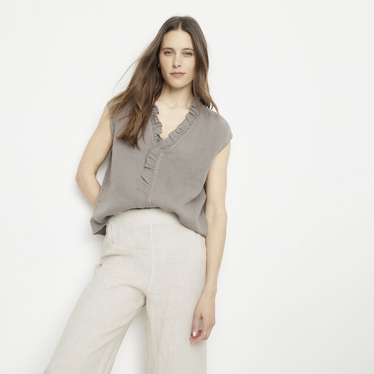 APOLOGY - Blusa Lino Hecha en Italia Mujer Apology