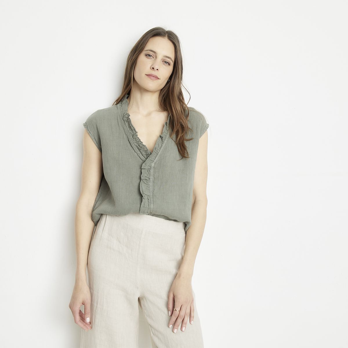 APOLOGY - Blusa Lino Hecha en Italia Mujer Apology