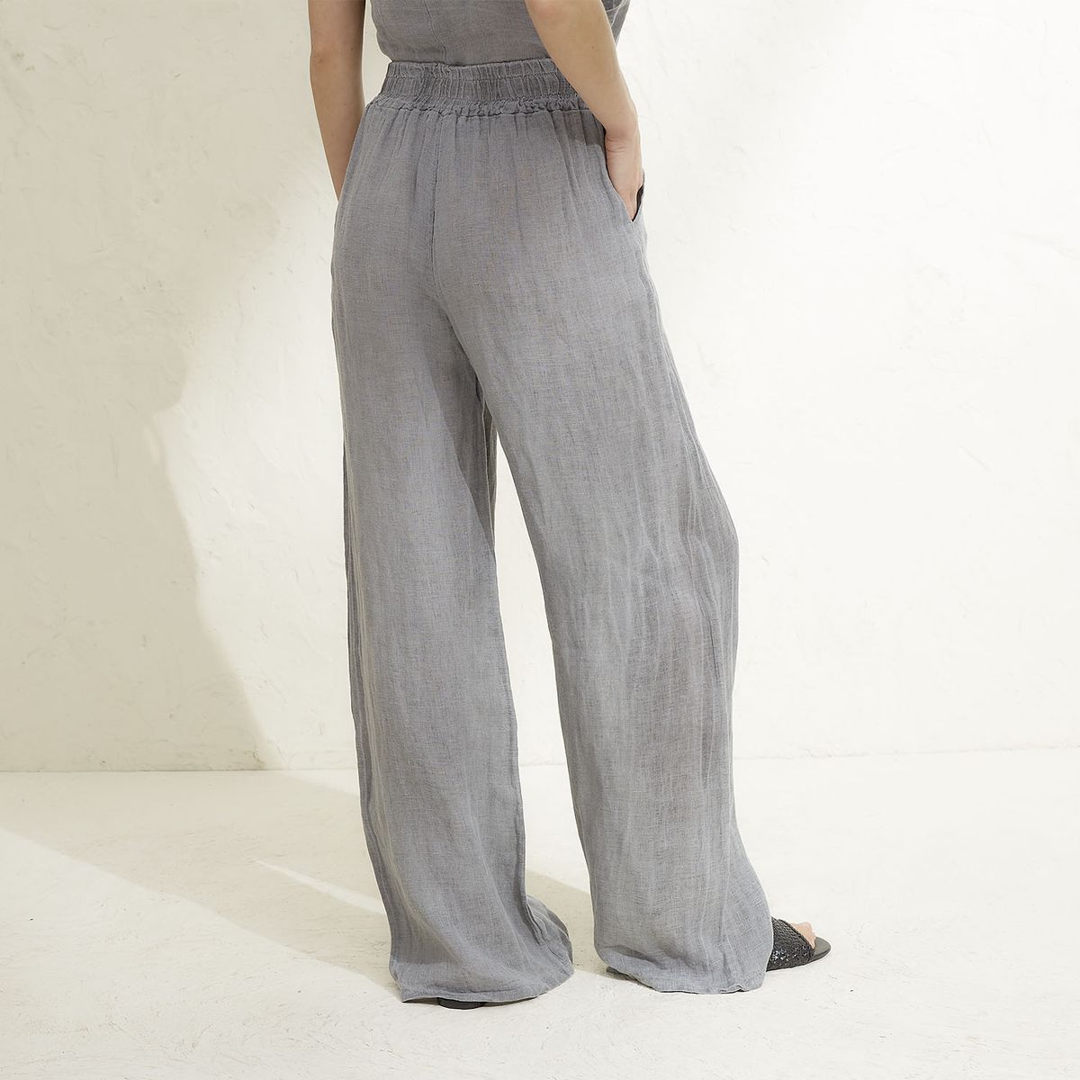 BASEMENT - Pantalón Mujer 100% Lino Hecho en Italia Basement