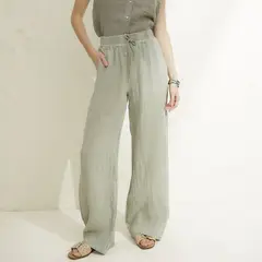 BASEMENT - Pantalón 100% Lino Mujer