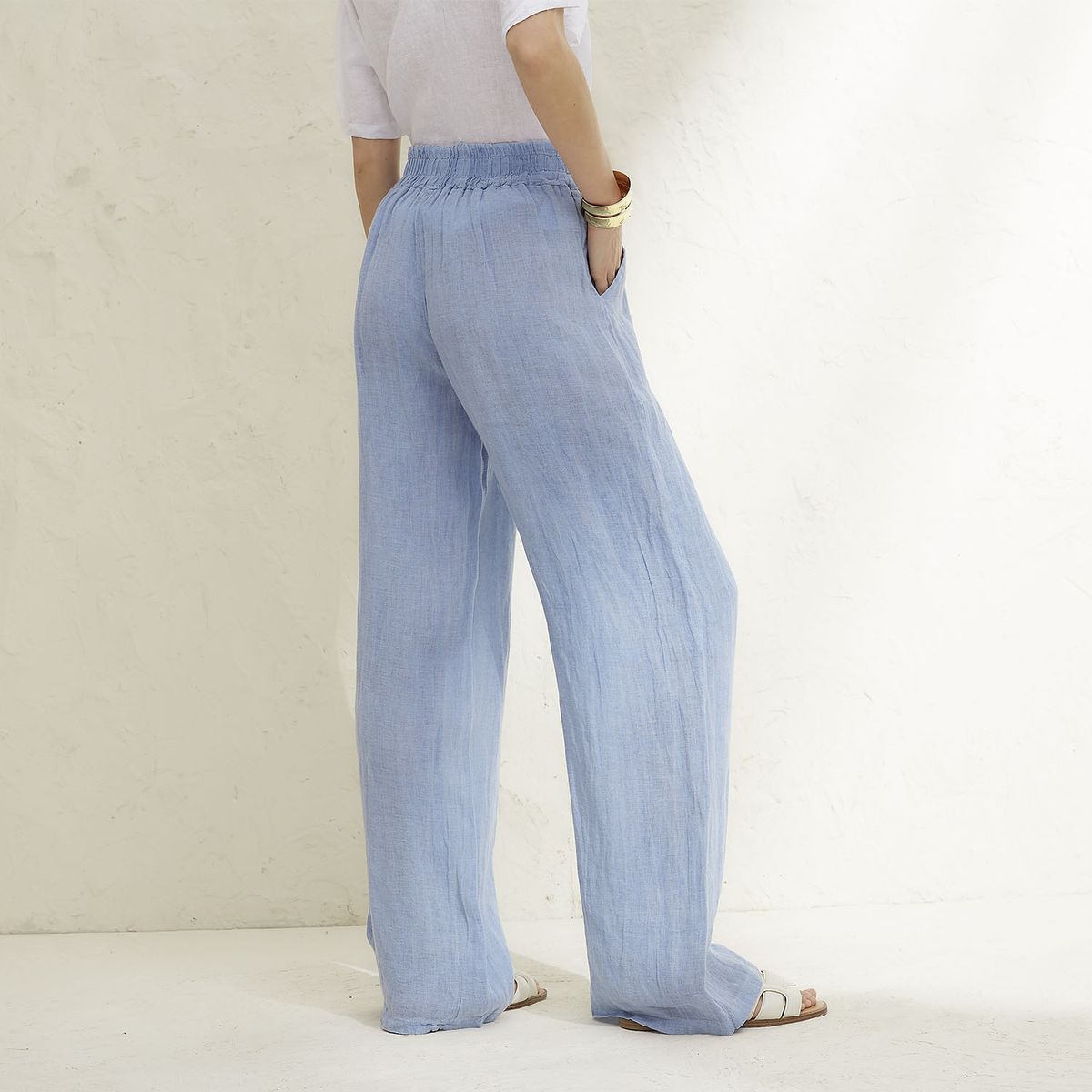 BASEMENT - Pantalón Mujer 100% Lino Hecho en Italia Basement