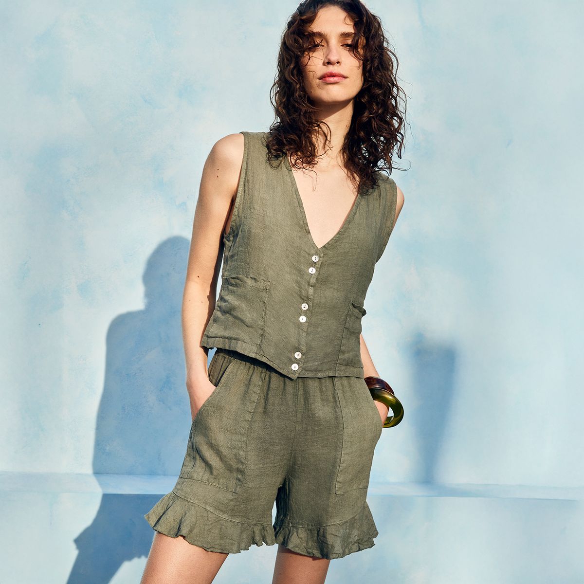 BASEMENT - Gillette Mujer 100% Lino Hecho en Italia Basement