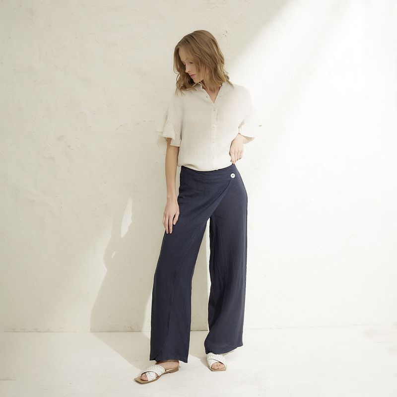 BASEMENT Blusa Mujer 100% Lino Hecho en Italia Basement