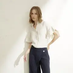 BASEMENT - Blusa Mujer 100% Lino Hecho en Italia