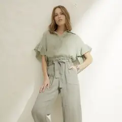 BASEMENT - Blusa Mujer 100% Lino Hecho en Italia