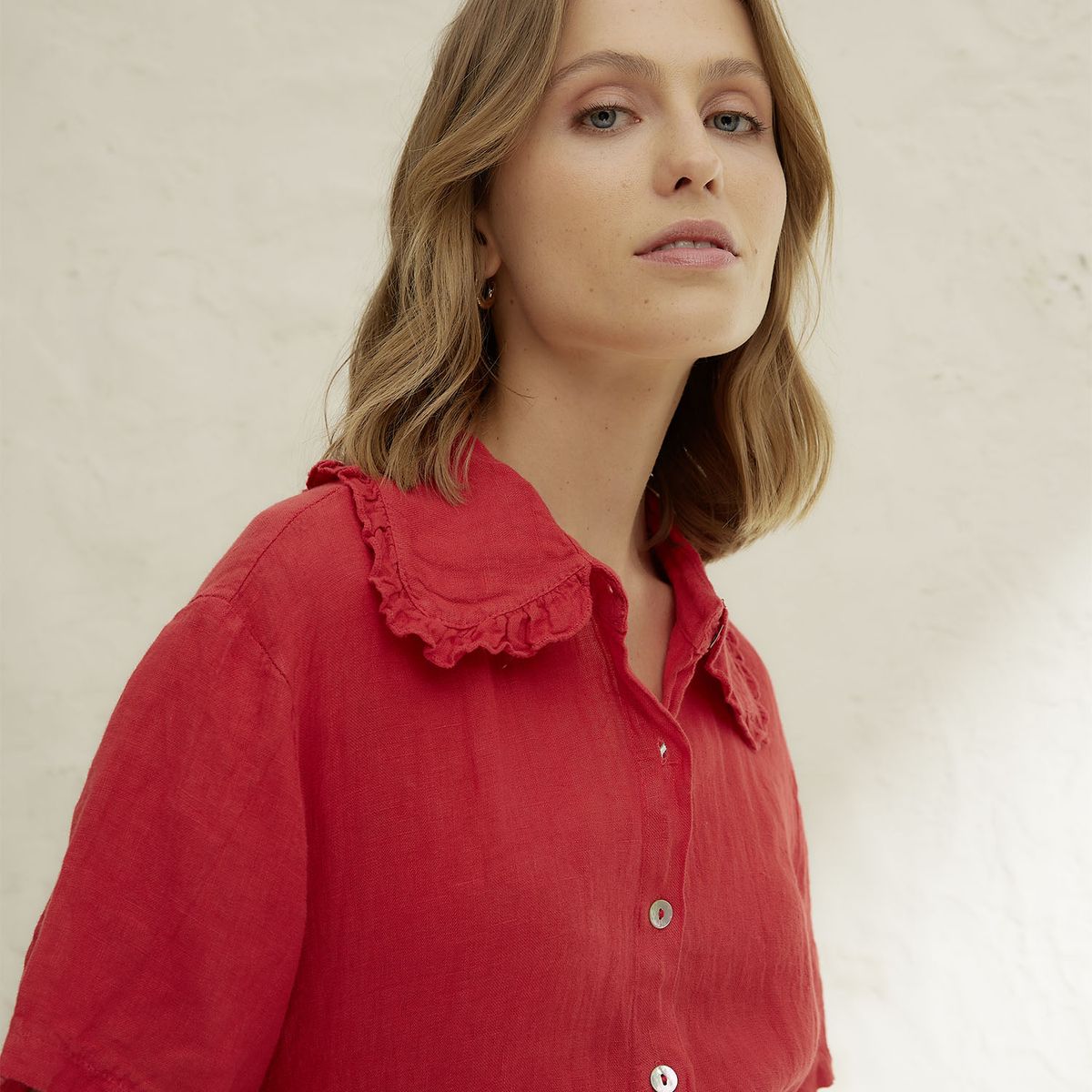 BASEMENT - Blusa Mujer 100% Lino Hecho en Italia Basement