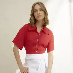 BASEMENT - Blusa Mujer 100% Lino Hecho en Italia