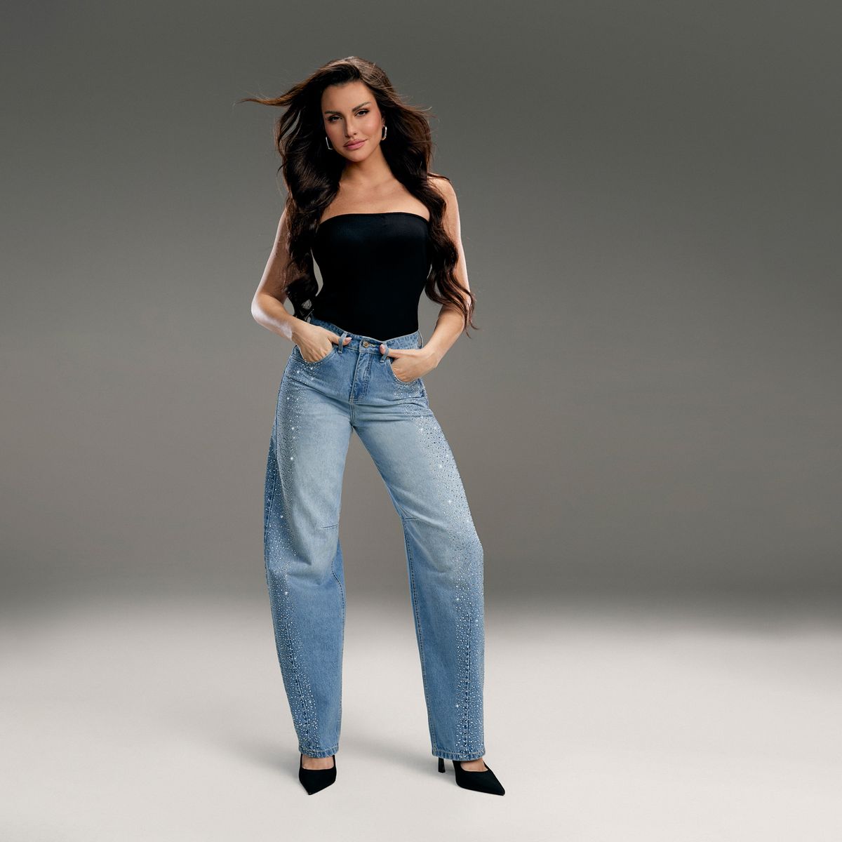 MOSSIMO - Jeans Wide Leg Tiro Medio Mujer Mossimo