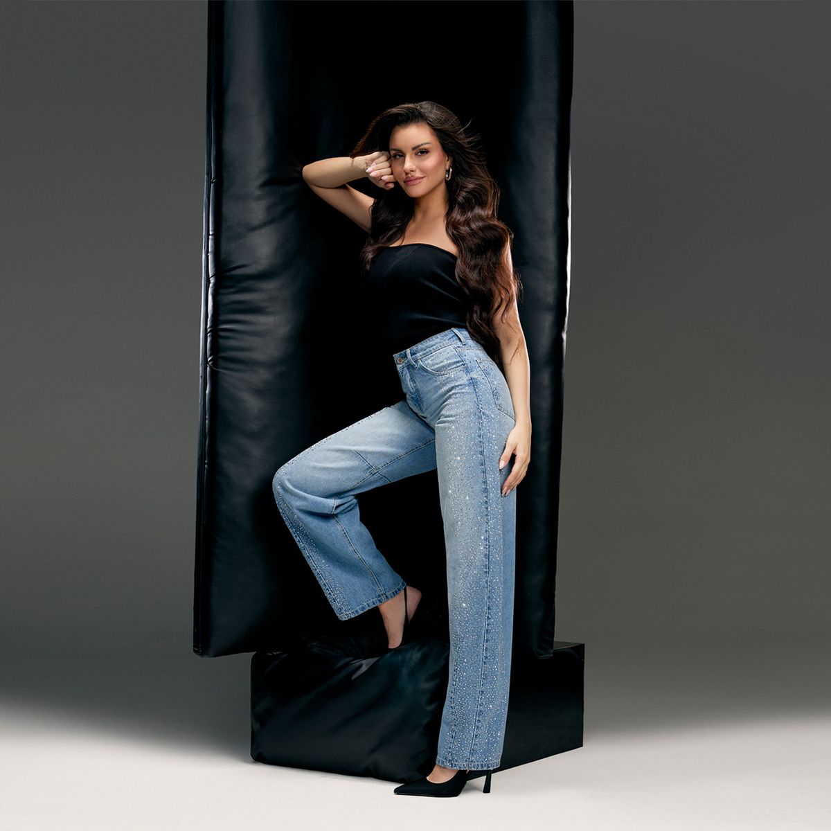 MOSSIMO - Jeans Wide Leg Tiro Medio Mujer Mossimo