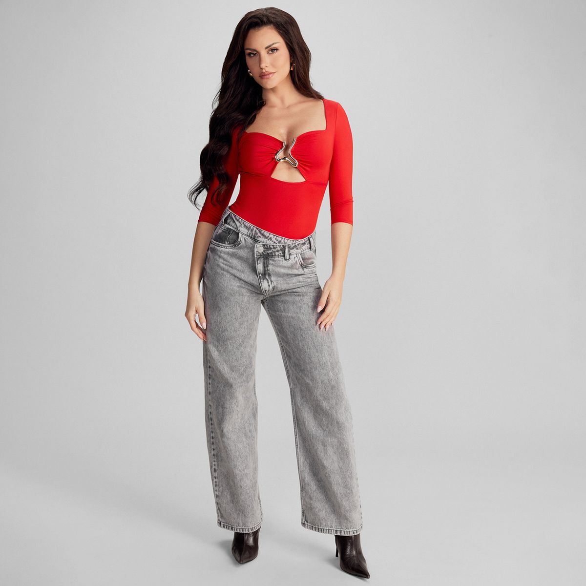 MOSSIMO - Jeans Straight Tiro Medio Mujer Mossimo