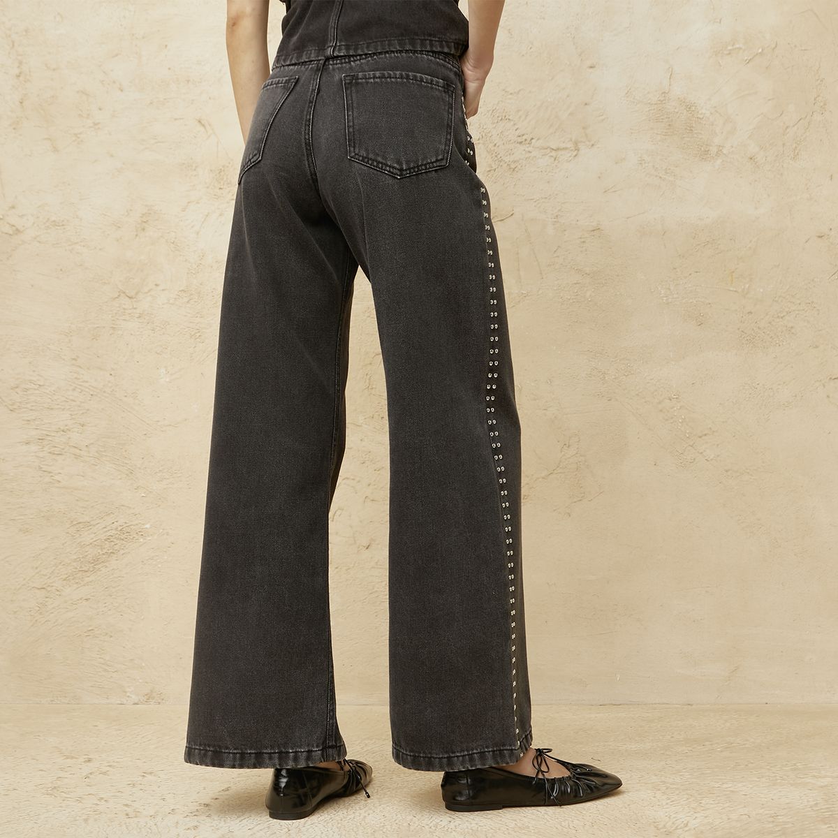 BASEMENT - Jeans Wide Leg Tiro Medio Mujer Basement