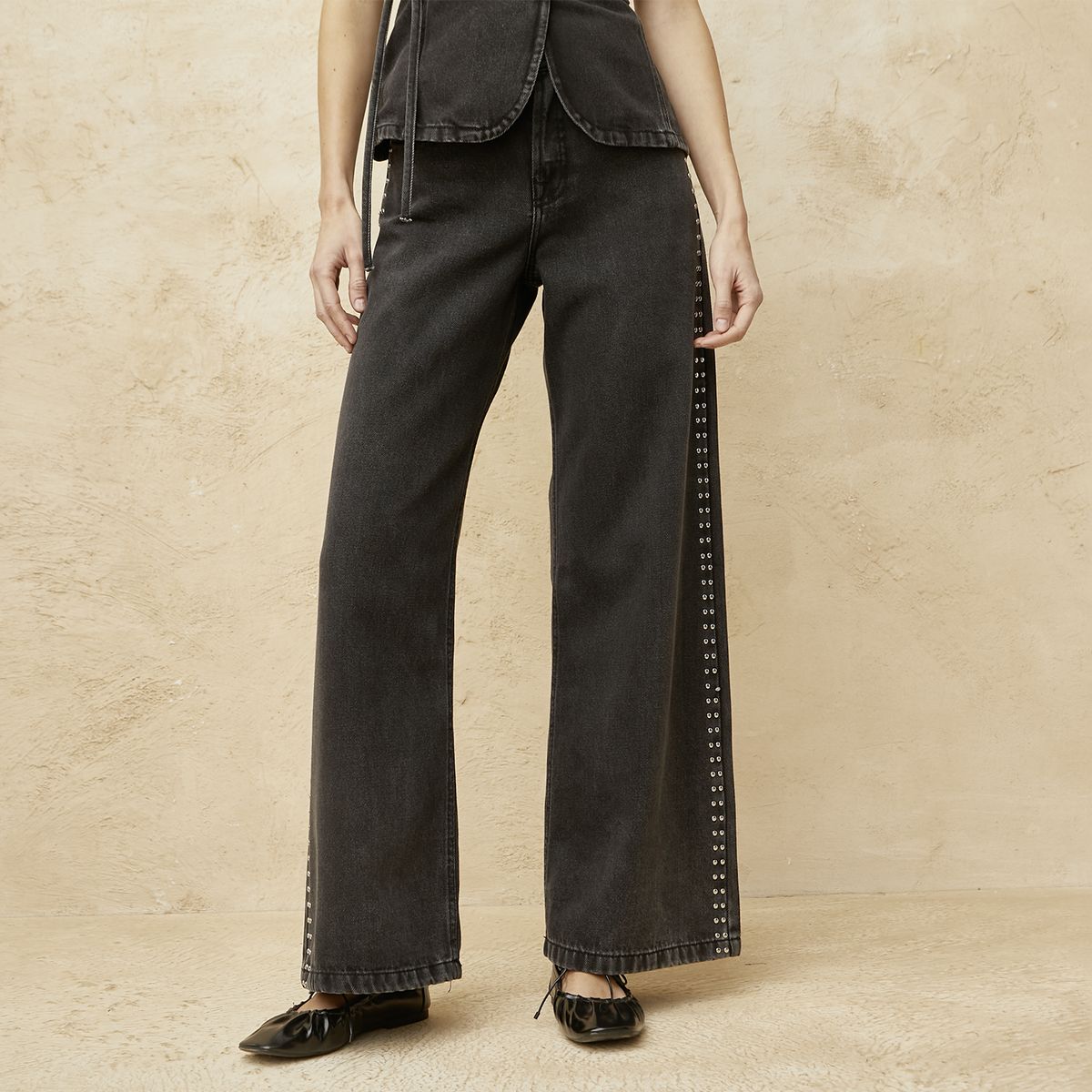 BASEMENT - Jeans Wide Leg Tiro Medio Mujer Basement