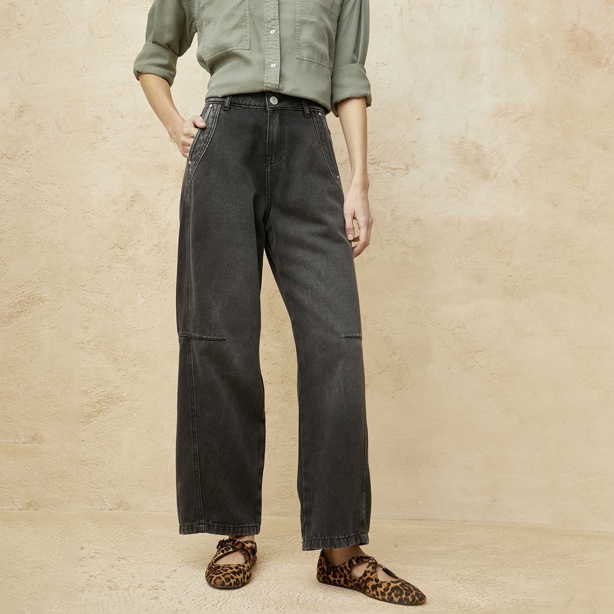 BASEMENT - Jeans Baggy Tiro Medio Mujer Basement