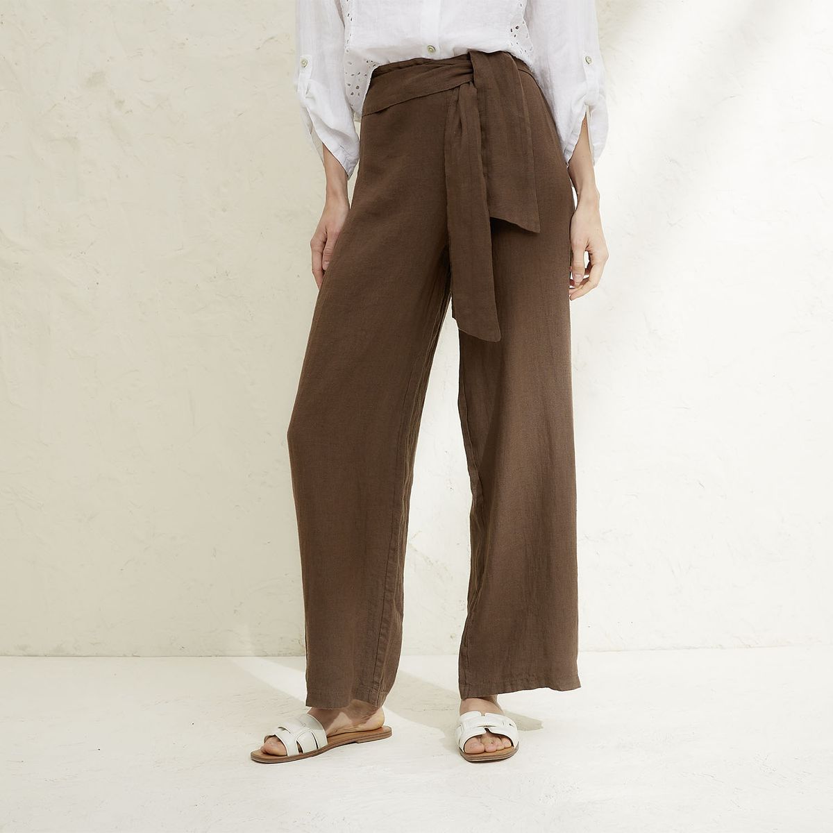 BASEMENT - Pantalón Mujer 100% Lino Hecho en Italia Basement