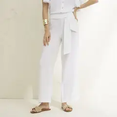 BASEMENT - Pantalón Mujer 100% Lino Hecho en Italia