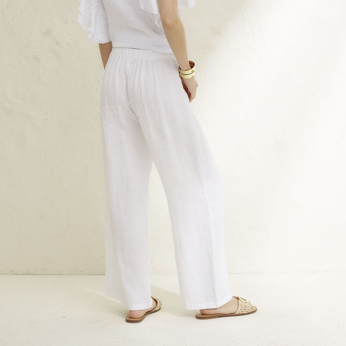 BASEMENT - Pantalón Mujer 100% Lino Hecho en Italia Basement