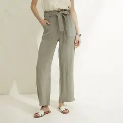 BASEMENT - Pantalón 100% Lino Mujer