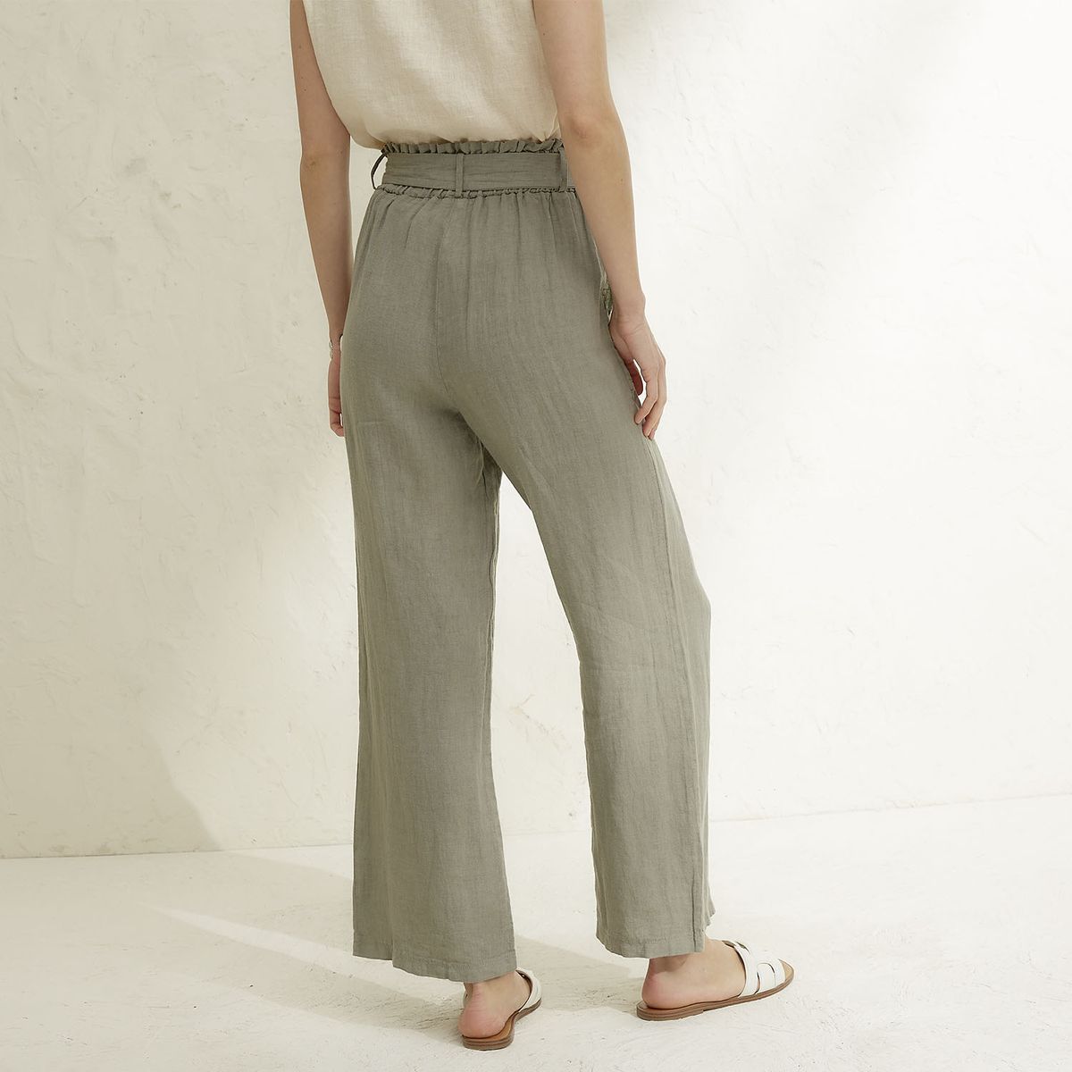 BASEMENT - Pantalón Mujer 100% Lino Hecho en Italia Basement