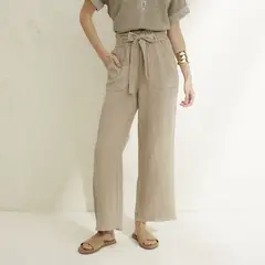 BASEMENT - Pantalón 100% Lino Mujer
