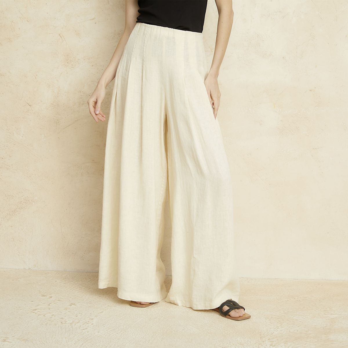 BASEMENT - Pantalón Mujer 100% Lino Hecho en Italia Basement