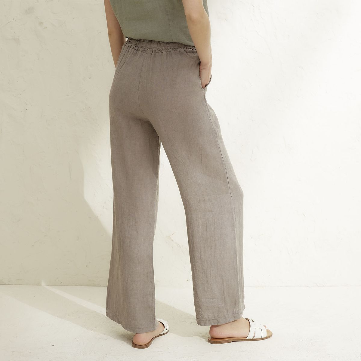 BASEMENT - Pantalón Mujer 100% Lino Hecho en Italia Basement