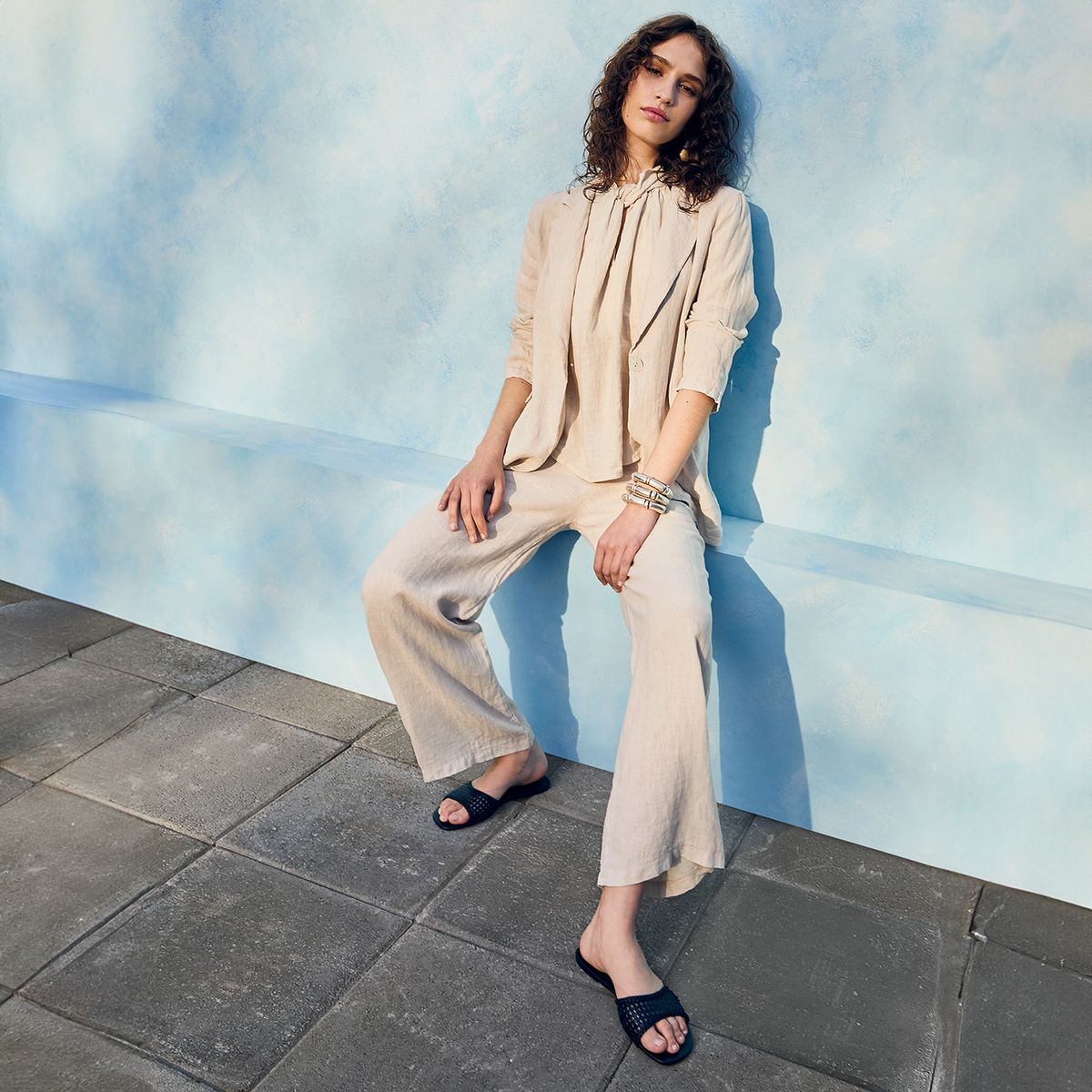 BASEMENT - Pantalón Mujer 100% Lino Hecho en Italia Basement