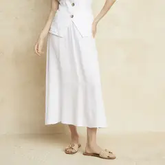 BASEMENT - Falda Mujer 100% Lino Hecho en Italia