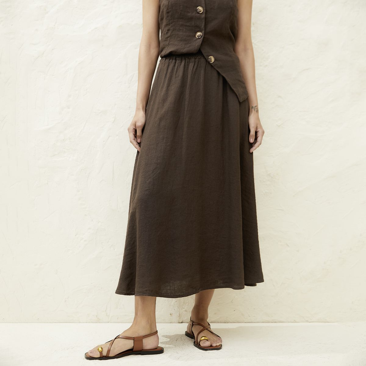 BASEMENT - Falda Mujer 100% Lino Hecho en Italia Basement