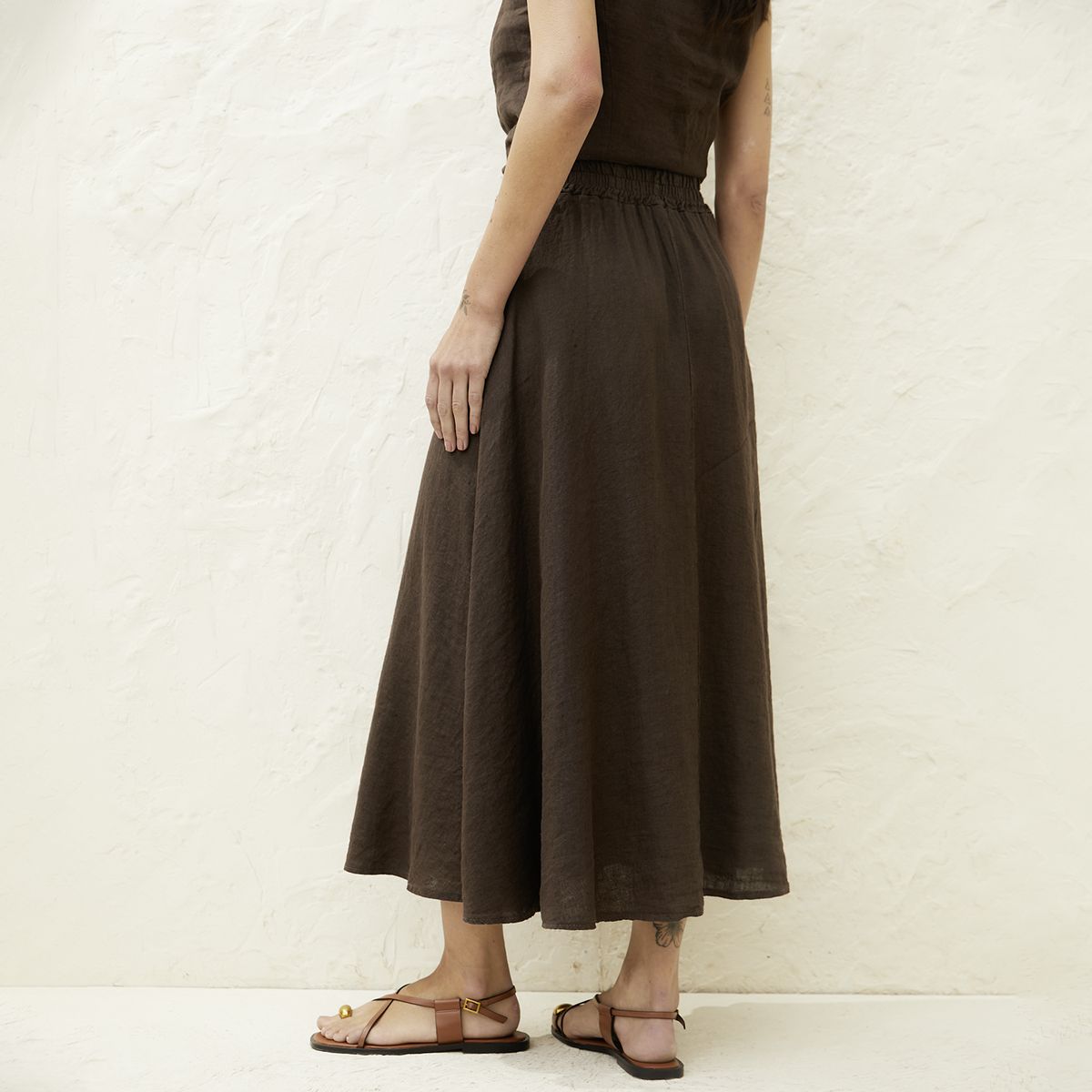 BASEMENT - Falda Mujer 100% Lino Hecho en Italia Basement