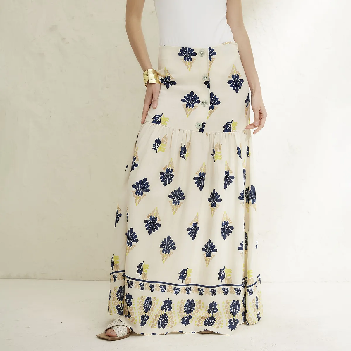 BASEMENT - Falda Mujer 100% Lino Hecho en Italia Basement