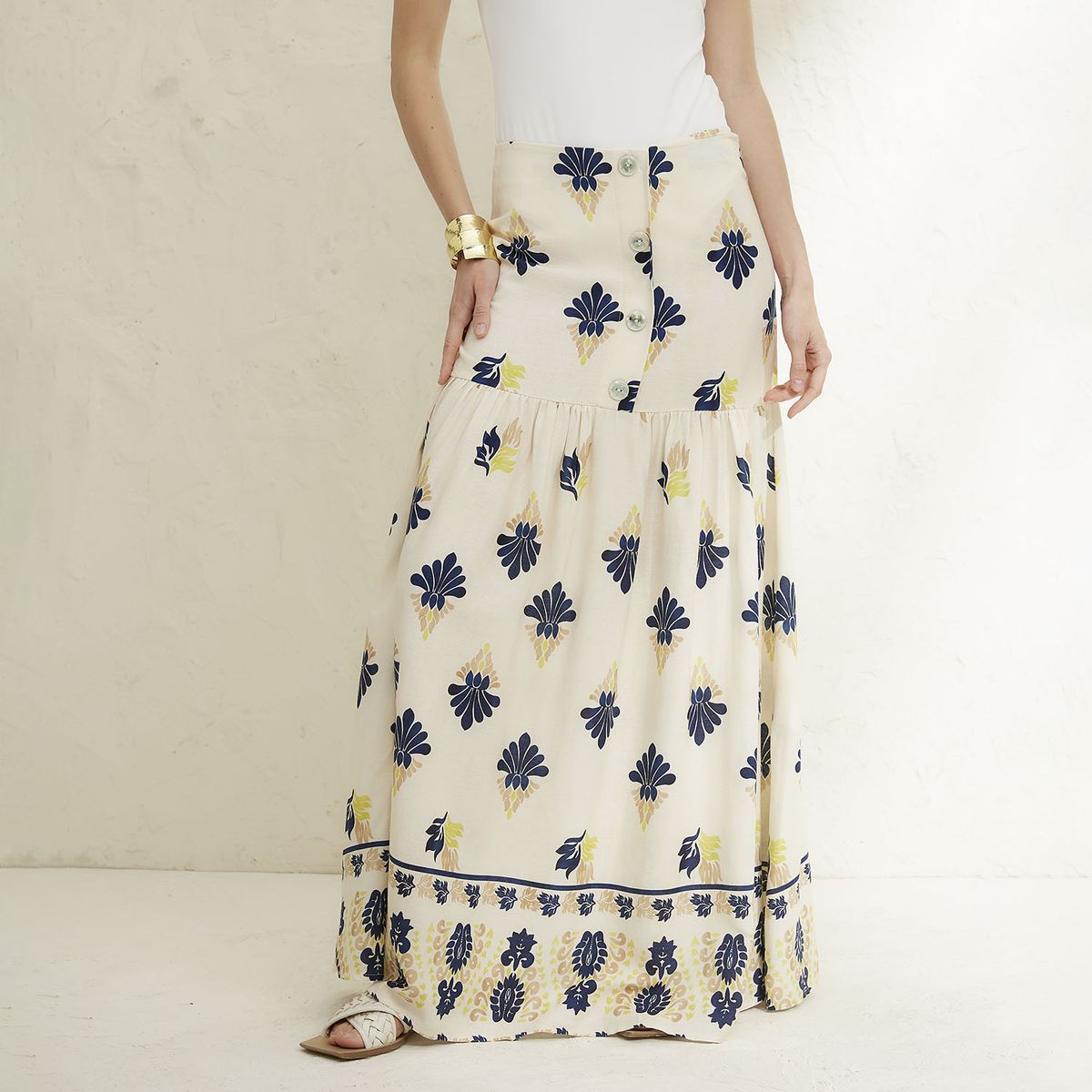 BASEMENT - Falda Mujer 100% Lino Hecho en Italia Basement