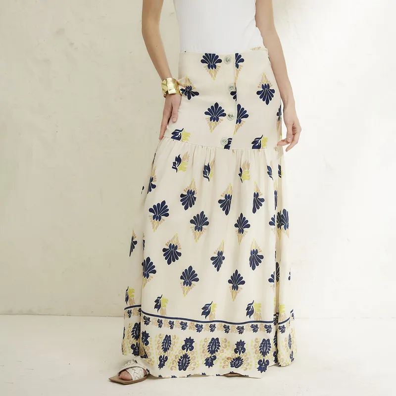BASEMENT - Falda 100% Lino Mujer Basement