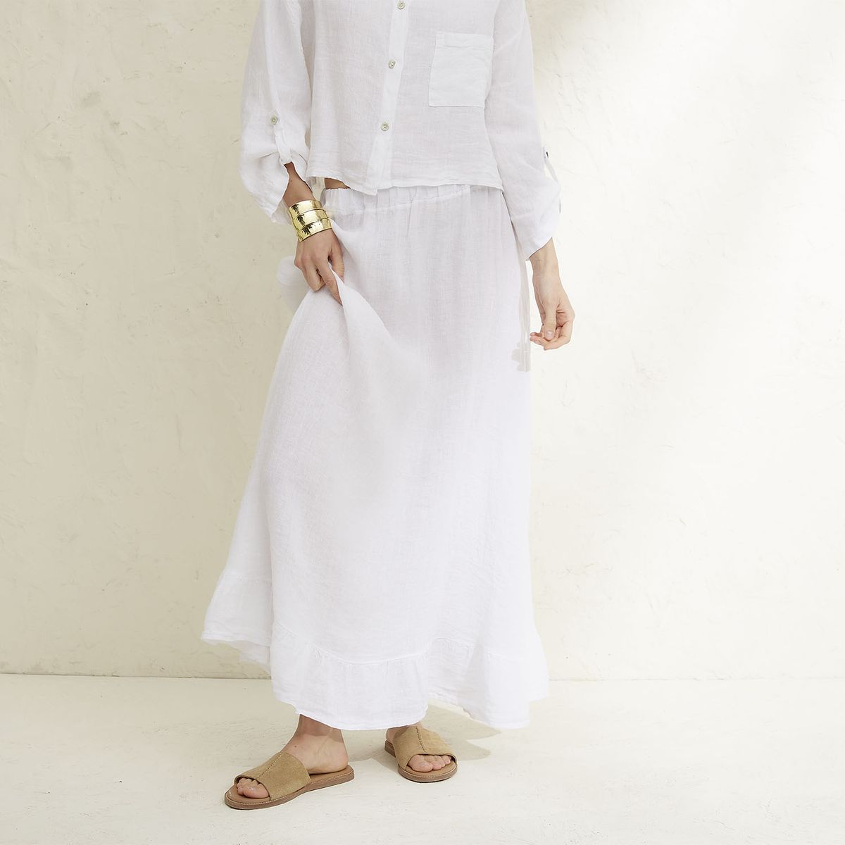 BASEMENT - Falda Mujer 100% Lino Hecho en Italia Basement