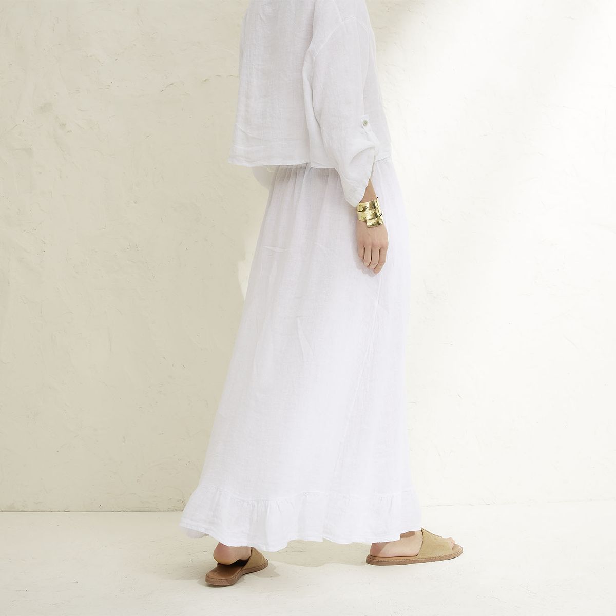 BASEMENT - Falda Mujer 100% Lino Hecho en Italia Basement