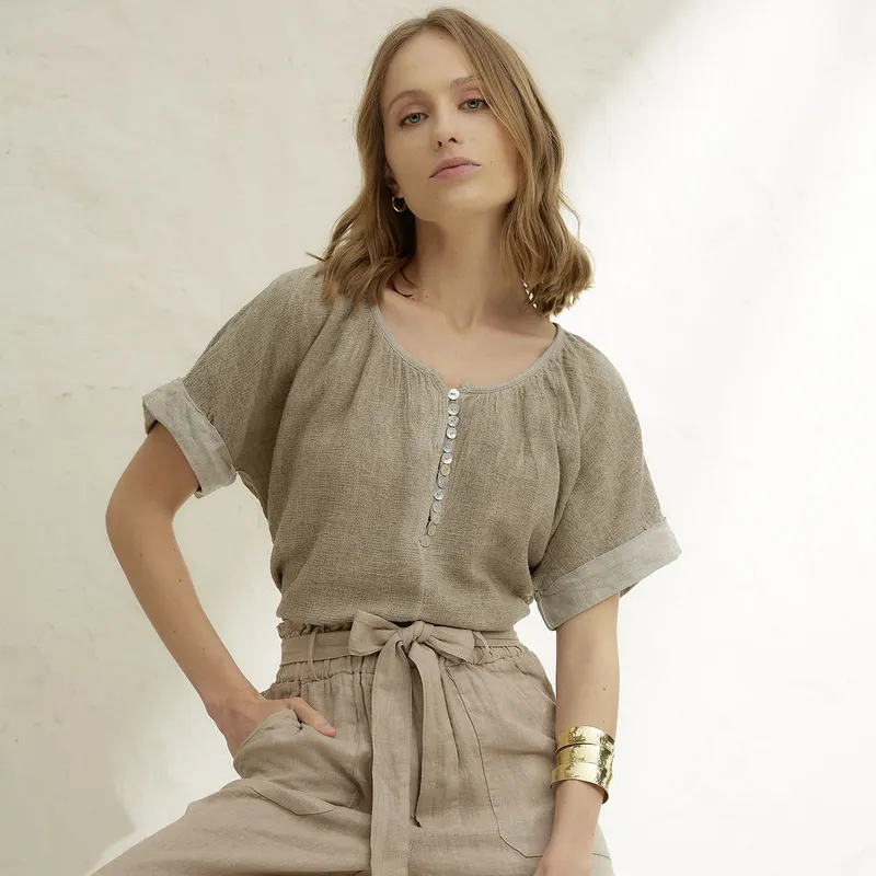 BASEMENT - Blusa Mujer Lino Basement