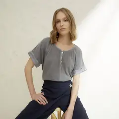 BASEMENT - Blusa Mujer Lino
