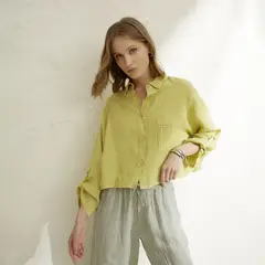 BASEMENT - Blusa Mujer 100% Lino Hecho en Italia